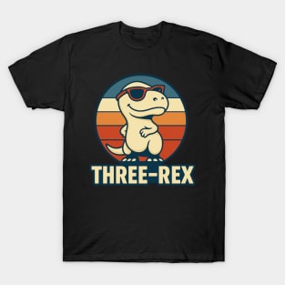 Three Rex Dinosaur Birthday Shirt – 3rd Birthday Boy or Girl Tee T-Shirt
